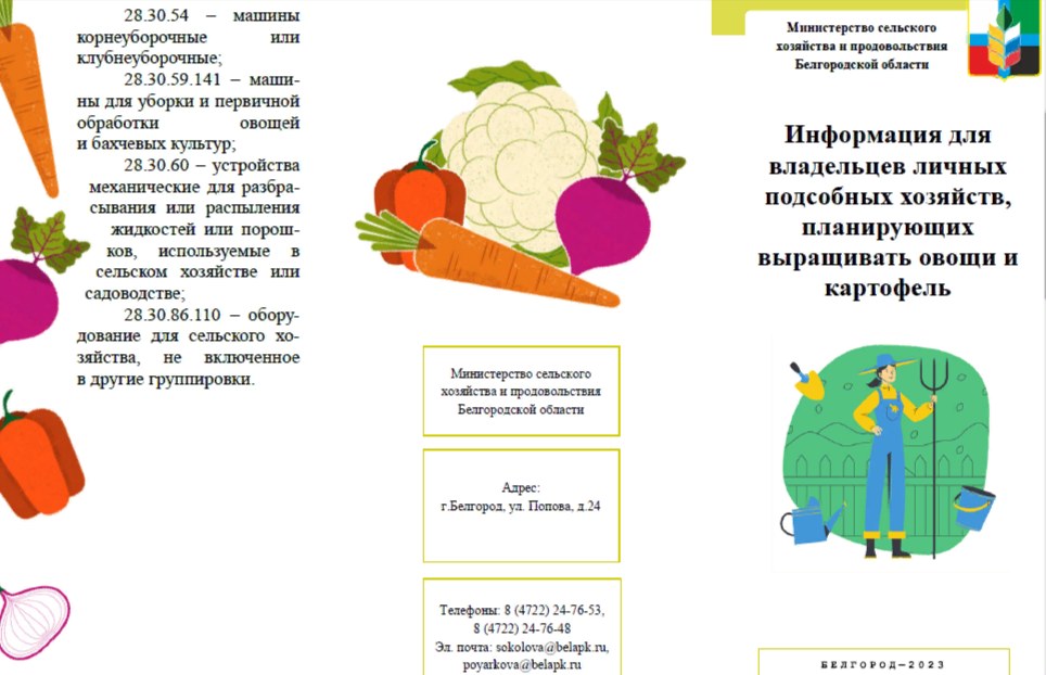 Информация для владельцев личных подсобных хозяйств, планирующих выращивать овощи и картофель.